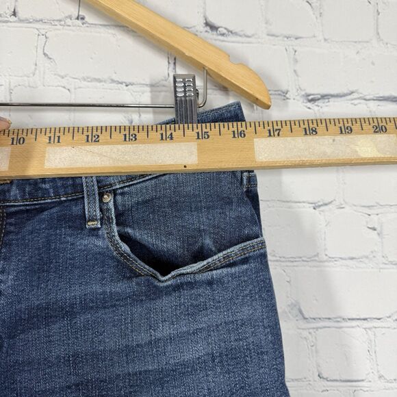 Levis 505 Straight Women Size 14 Large Mid Blue Denim Stretch Western Pants - Picture 10 of 14